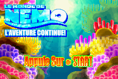 Finding Nemo title screen for GameBoy Advance
